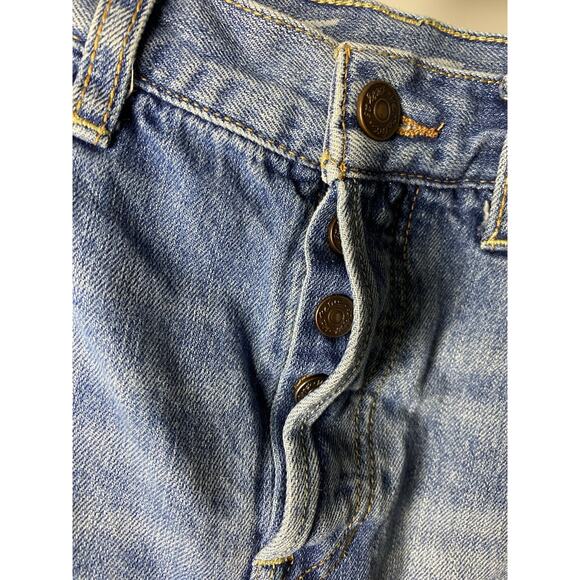 We The Free People Women's 28 Denim Shorts Button Fly Cut Off Blue Jean Boho - Picture 2 of 7